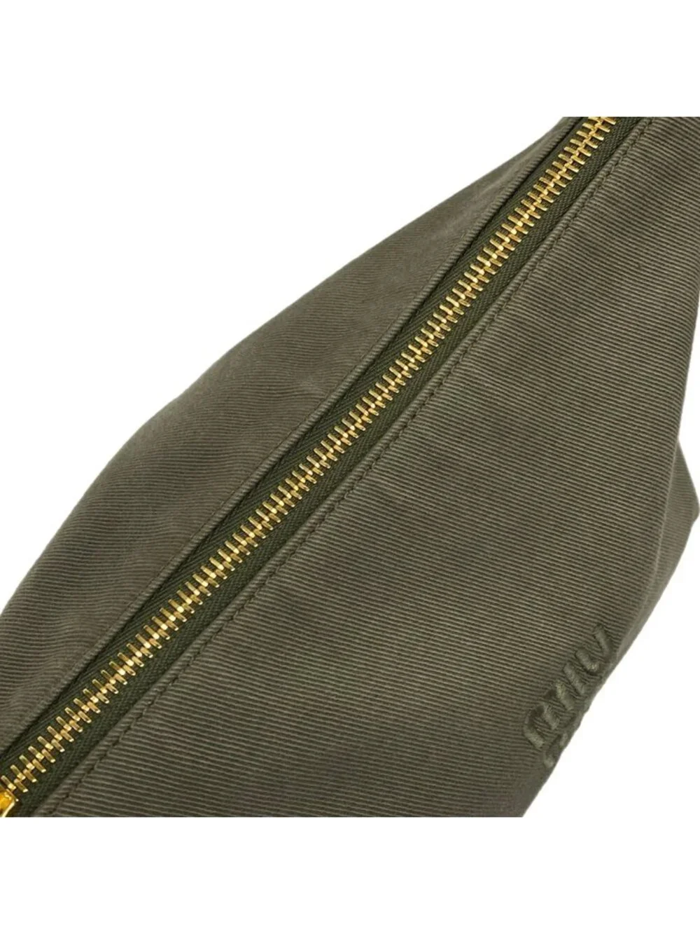 Miu Miu Handbag Spirit Gabardine Pouch Khaki Cotton